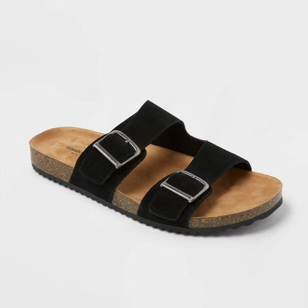 Saul Suede Two Bands Sandals - Goodfellow - Black - Men's 8*